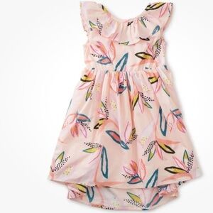 TEA COLLECTION Birds of Paradise Lined Hi-Lo Dress - Pale Pink Girls 4
